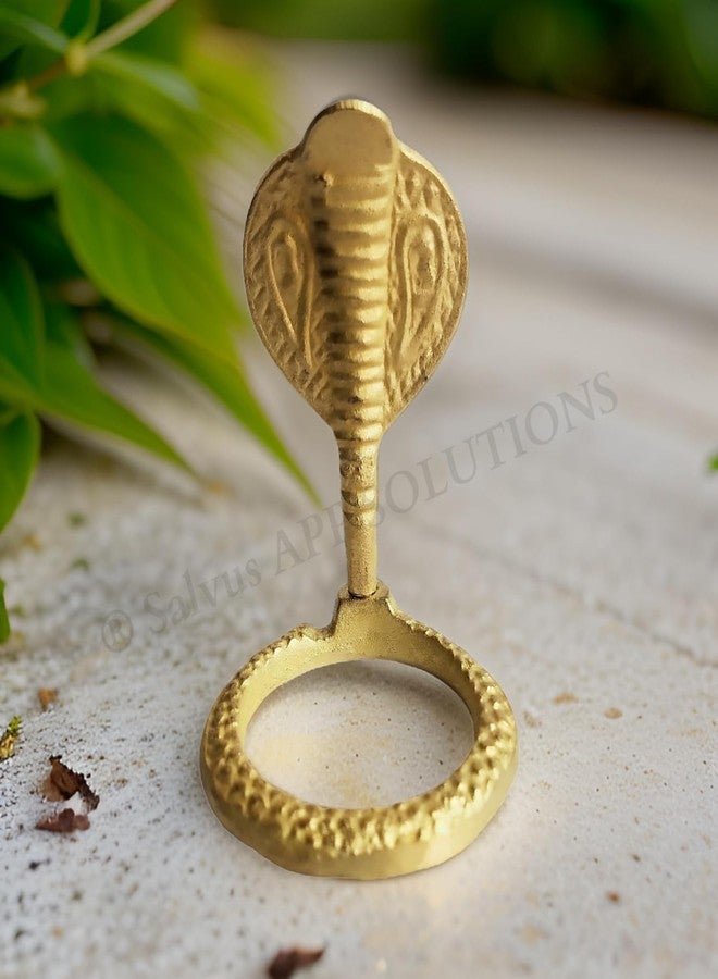 Salvus APP SOLUTIONS Brass Snake for Shivling - Premium Brass Naag Diya | Cobra Design Oil Lamp & Tealight Holder for Pooja, Home Mandir, Temple Decor & Spiritual Gifting (Golden_2 x 2.5 inch) - Image 1